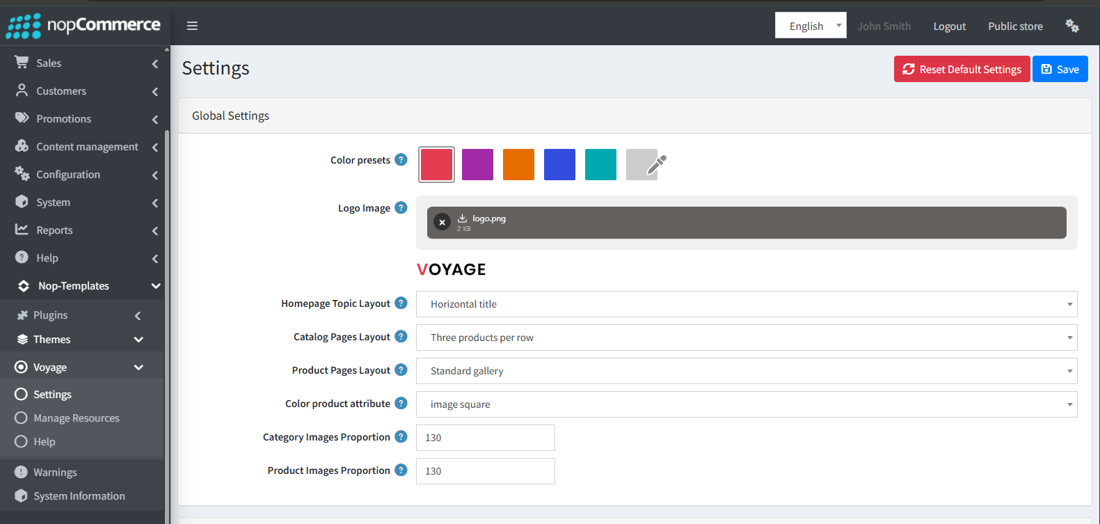 voyage-theme-settings