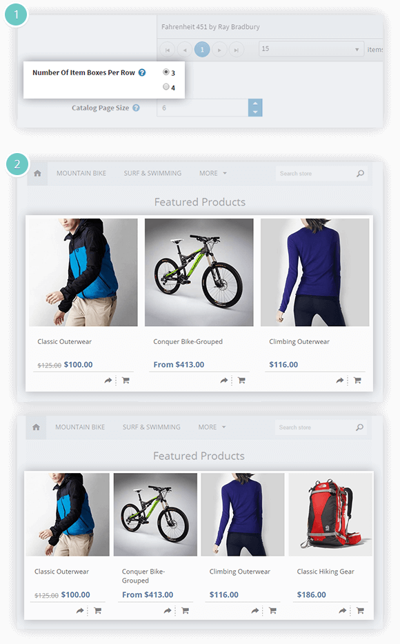 Facebook Shop Plugin Features - set the number of items per row