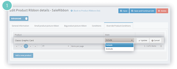 Product Ribbons Plugin Features - exclude products from a condition